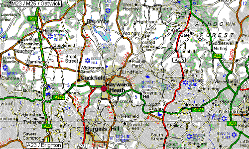 Map of Haywards Heath and sourrounding area.